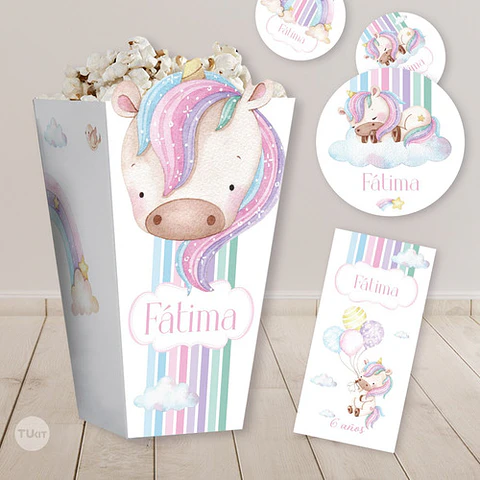 Kit Imprimible Unicornio - Candy Bar Tukit