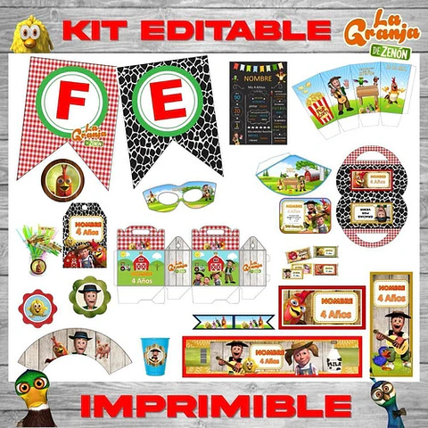 Kit De La Granja De Zenón Cumpleaños Imprimible Editable