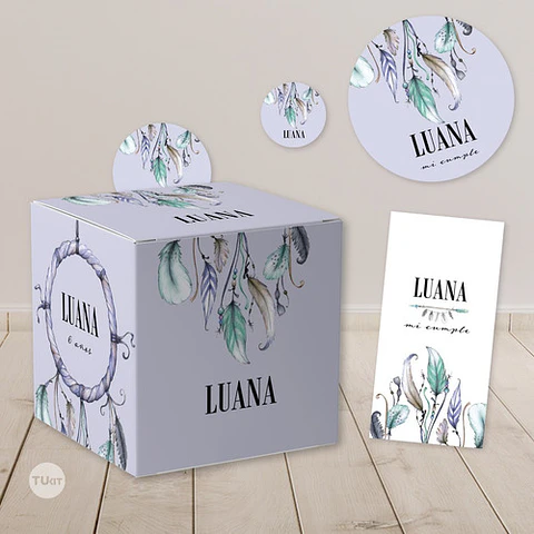 Kit Imprimible Boho Dreams Atrapa Sueños Candy Bar Tukit