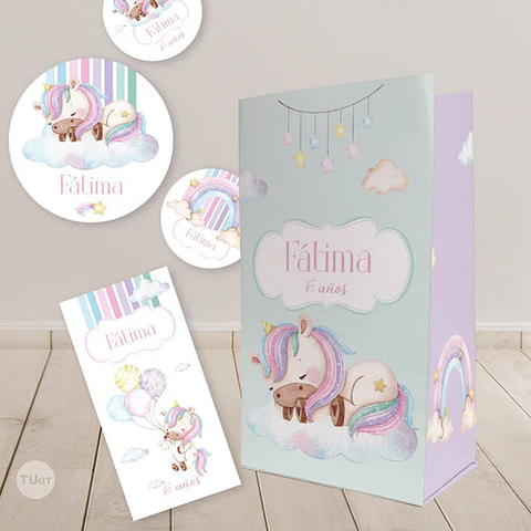 Kit Imprimible Unicornio - Candy Bar Tukit