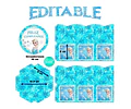 Kit Imprimible Centro De Mesa Caja Hexagonal Frozen Editable