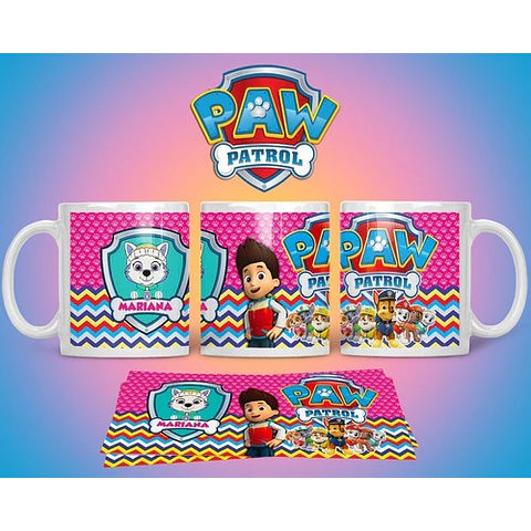 Kit Diseños Plantillas Tazas Paw Patrol Sublimación M2