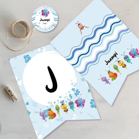 Kit Imprimible Bichikids Azul Celeste Candy Bar Tukit