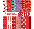 Kit Digital Turning Red Clipart Png + Papeles Digitales