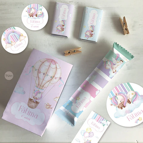 Kit Imprimible Unicornio - Candy Bar Tukit