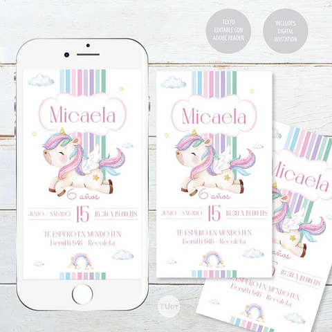 Kit Imprimible Unicornio - Candy Bar Tukit