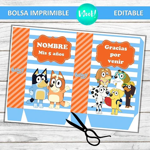 Bolsa Golosinera Imprimible Editable Bluey Para Personalizar