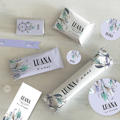 Kit Imprimible Boho Dreams Atrapa Sueños Candy Bar Tukit