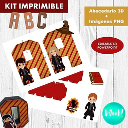 Kit Imprimible Harry Potter Letras 3d Editable + Png
