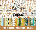 Kit Imprimible Colección Cliparts + Papeles Digitales Safari