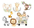 Kit Imprimible Colección Cliparts + Papeles Digitales Safari