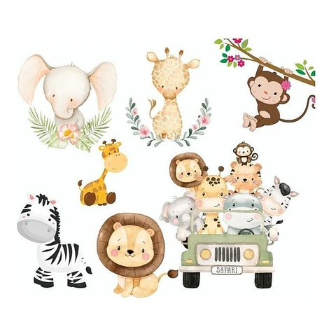 Kit Imprimible Colección Cliparts + Papeles Digitales Safari