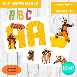 Kit Imprimible Naruto Letras 3d Editable + Imágene Png
