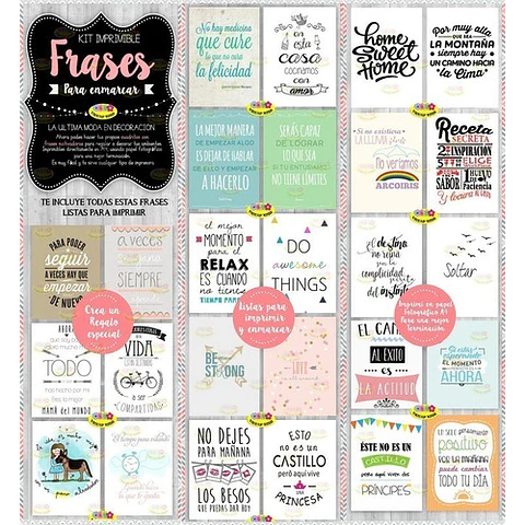 Kit Imprimible Láminas Con Frases E Imágenes Para Cuadros