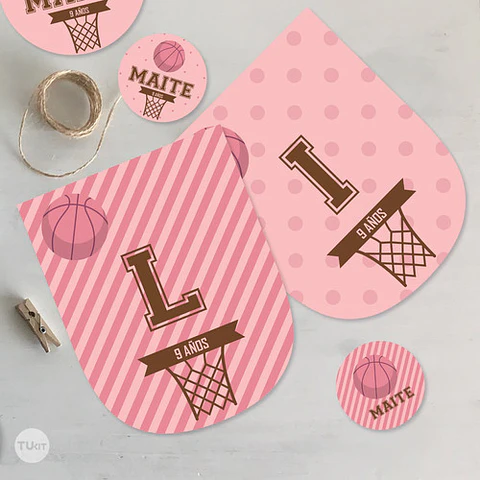 Kit Imprimible Basket Basquet Basketball Rosa Candy Bar