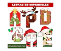 Kit Imprimible Mini Letras 3d Editables Navidad