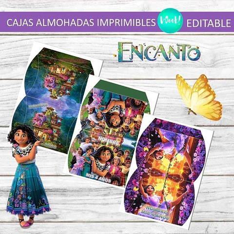 Kit Imprimible X3 Cajas Almohadas De Encanto Disney