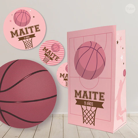 Kit Imprimible Basket Basquet Basketball Rosa Candy Bar