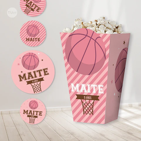 Kit Imprimible Basket Basquet Basketball Rosa Candy Bar