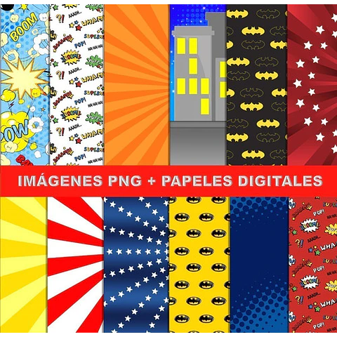 Kit Super Héroes Clipart Imágenes Png Y Papeles Digitales