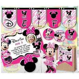 Kit Imprimible Minnie Rosa Orejas C/ Candy Bar 100% Editable