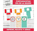 Kit Imprimible X6 Portamaceta Día De La Madre Editable +