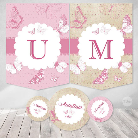 Kit Imprimible Mariposas Vintage Candy Bar Tukit