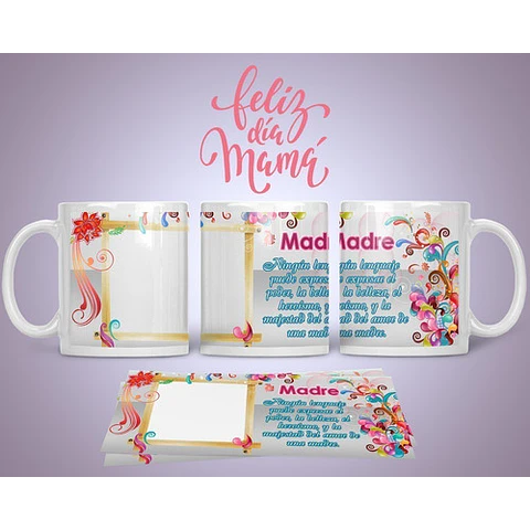 Diseños Plantillas Tazas C/ Foto Día De La Madre Sublimar M8
