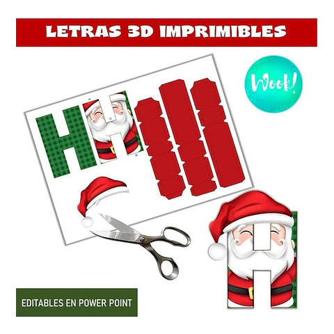 Kit Imprimible Mini Letras 3d Editables Navidad