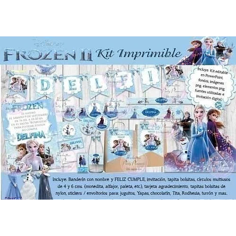 Kit Imprimible Frozen 2 Cumpleaños Candy Bar Fiesta