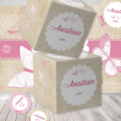 Kit Imprimible Mariposas Vintage Candy Bar Tukit