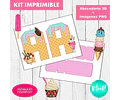 Kit Imprimible Letras 3d Editables Helados Ice Cream