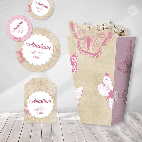 Kit Imprimible Mariposas Vintage Candy Bar Tukit