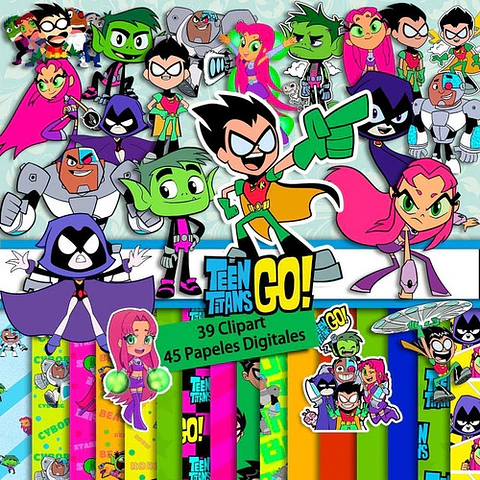 Super Kit Jóvenes Titanes Clipart Png Y Papeles 