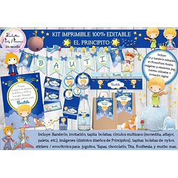 Kit Imprimible Candy Bar El Principito 100% Editable