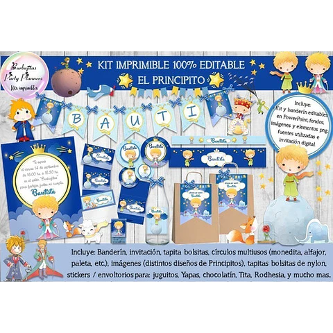Kit Imprimible Candy Bar El Principito 100% Editable