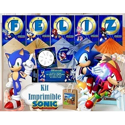 Kit Imprimible Sonic Cumpleaños Candy Bar Fiesta Cotillon..