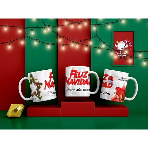 Plantillas Diseños Para Tazas Navidad Sublimación M53