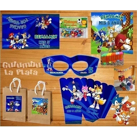 Kit Imprimible Sonic Cumpleaños Candy Bar Fiesta Cotillon..