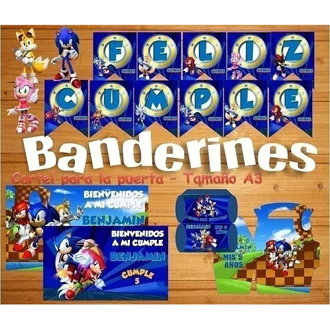 Kit Imprimible Sonic Cumpleaños Candy Bar Fiesta Cotillon..