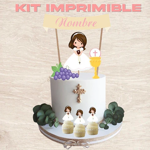 Kit Imprimible Comunión Nena 100% Editable Candy Bar Deco