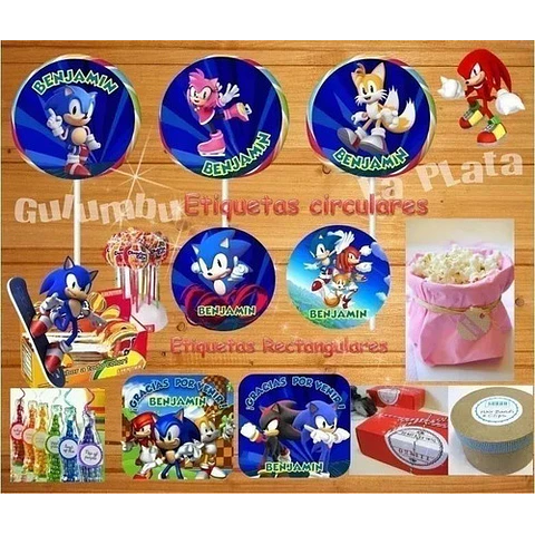 Kit Imprimible Sonic Cumpleaños Candy Bar Fiesta Cotillon..