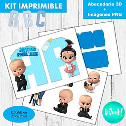 Kit Imprimible Letras 3d Un Jefe En Pañales