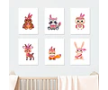 Kit X 6 Láminas Animales Nórdicos Fucsia Imprimibles