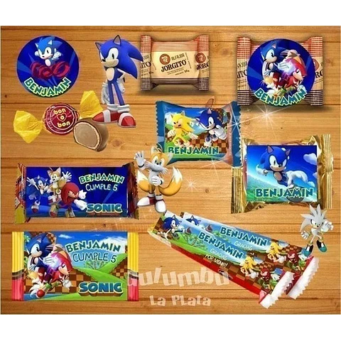 Kit Imprimible Sonic Cumpleaños Candy Bar Fiesta Cotillon..