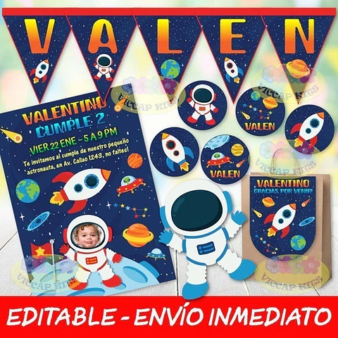 Kit Imprimible Astronauta Planetas Espacial 100% Editable