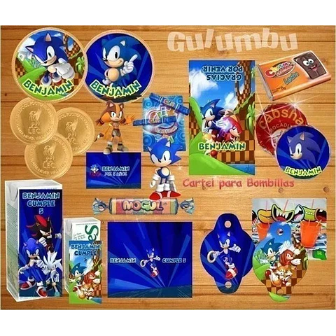 Kit Imprimible Sonic Cumpleaños Candy Bar Fiesta Cotillon..