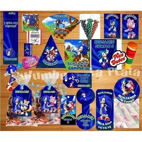 Kit Imprimible Sonic Cumpleaños Candy Bar Fiesta Cotillon..
