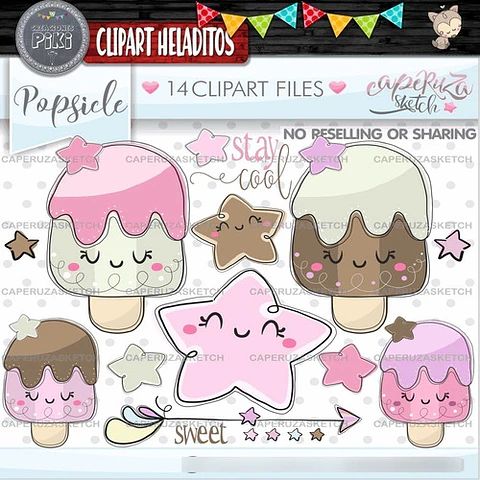 Pack Imágenes Hd Clipart Tiernos Helados Heladitos Caperuza
