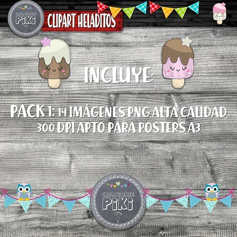 Pack Imágenes Hd Clipart Tiernos Helados Heladitos Caperuza